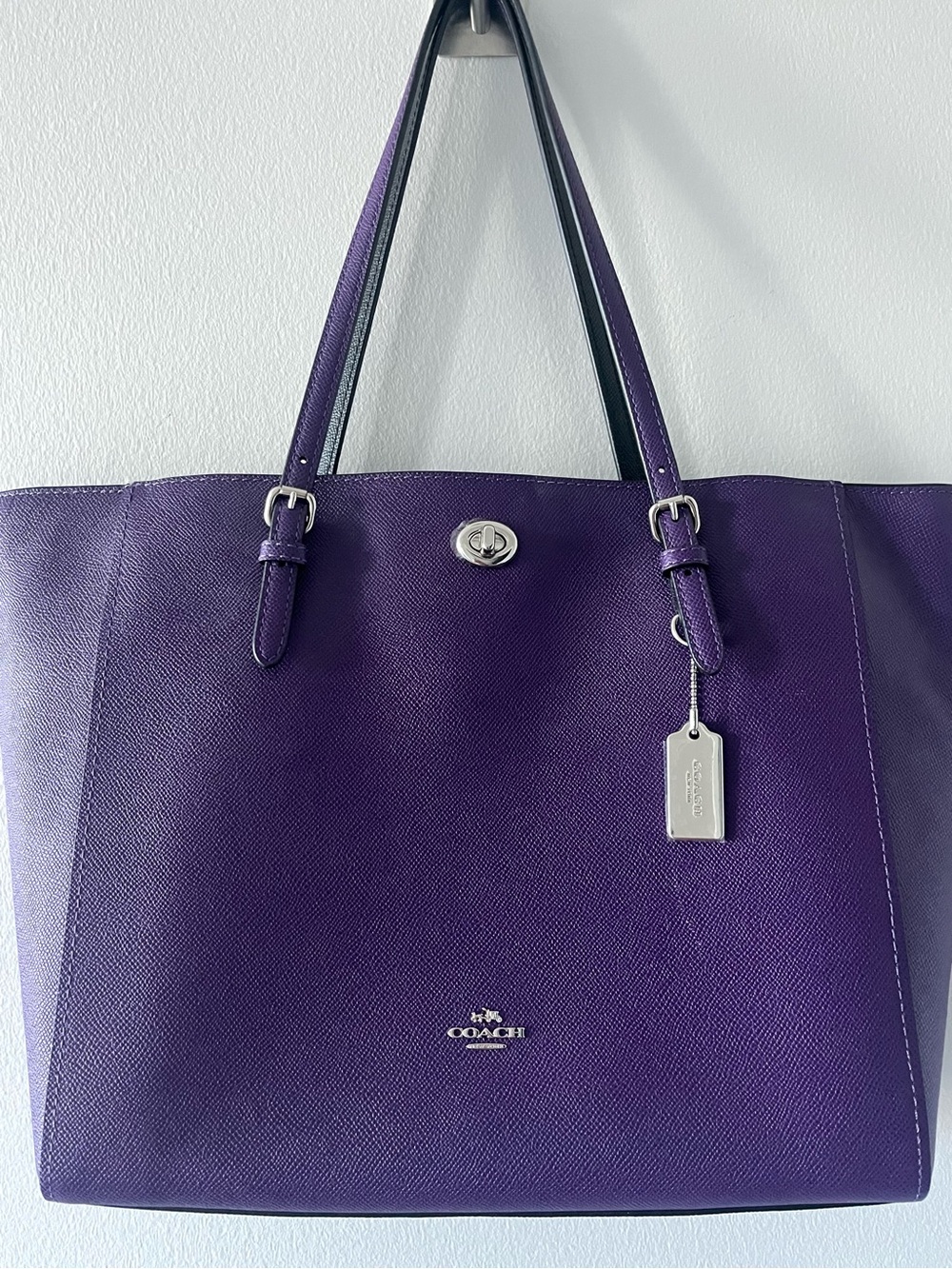 Coach Purple Leather Tote Bag - Picture 3 of 8
